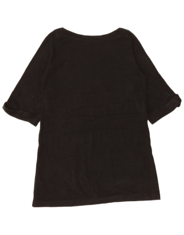 Marks & Spencer Womens 1/2 Sleeve Boat Neck Jumper Sweater UK 12 Medium Bla