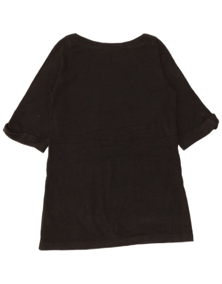 Marks & Spencer Womens 1/2 Sleeve Boat Neck Jumper Sweater UK 12 Medium Bla