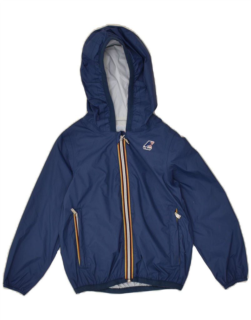 K-WAY Boys Hooded Rain Jacket 5-6 Years Blue Polyester | Vintage K-Way | Thrift | Second-Hand K-Way | Used Clothing | Messina Hembry 