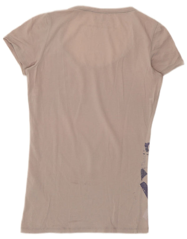 Guess Womens Graphic T-Shirt Top UK 6 XS Grey Cotton