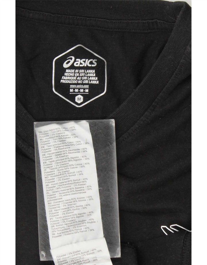 Asics Mens Graphic T-Shirt Top Medium Black Cotton