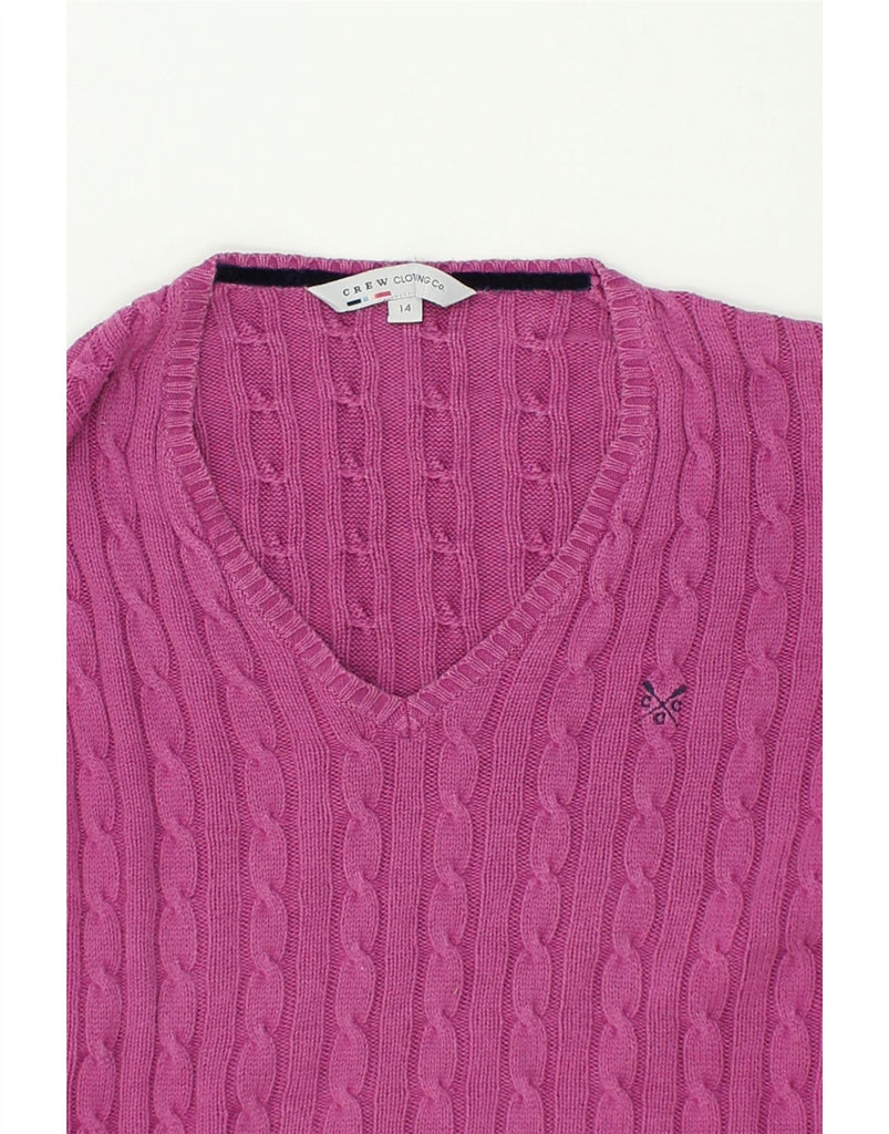 CREW CLOTHING Womens V-Neck Jumper Sweater UK 14 Medium Pink Cotton | Vintage Crew Clothing | Thrift | Second-Hand Crew Clothing | Used Clothing | Messina Hembry 