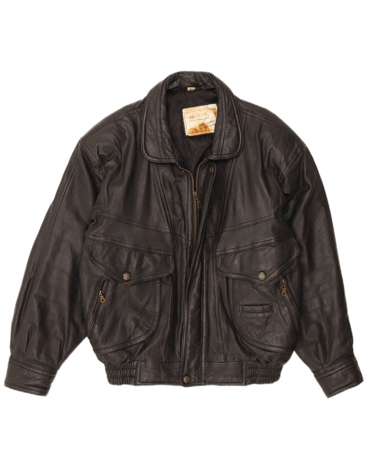 Vintage Mens Leather Jacket UK 38 Medium Black Leather