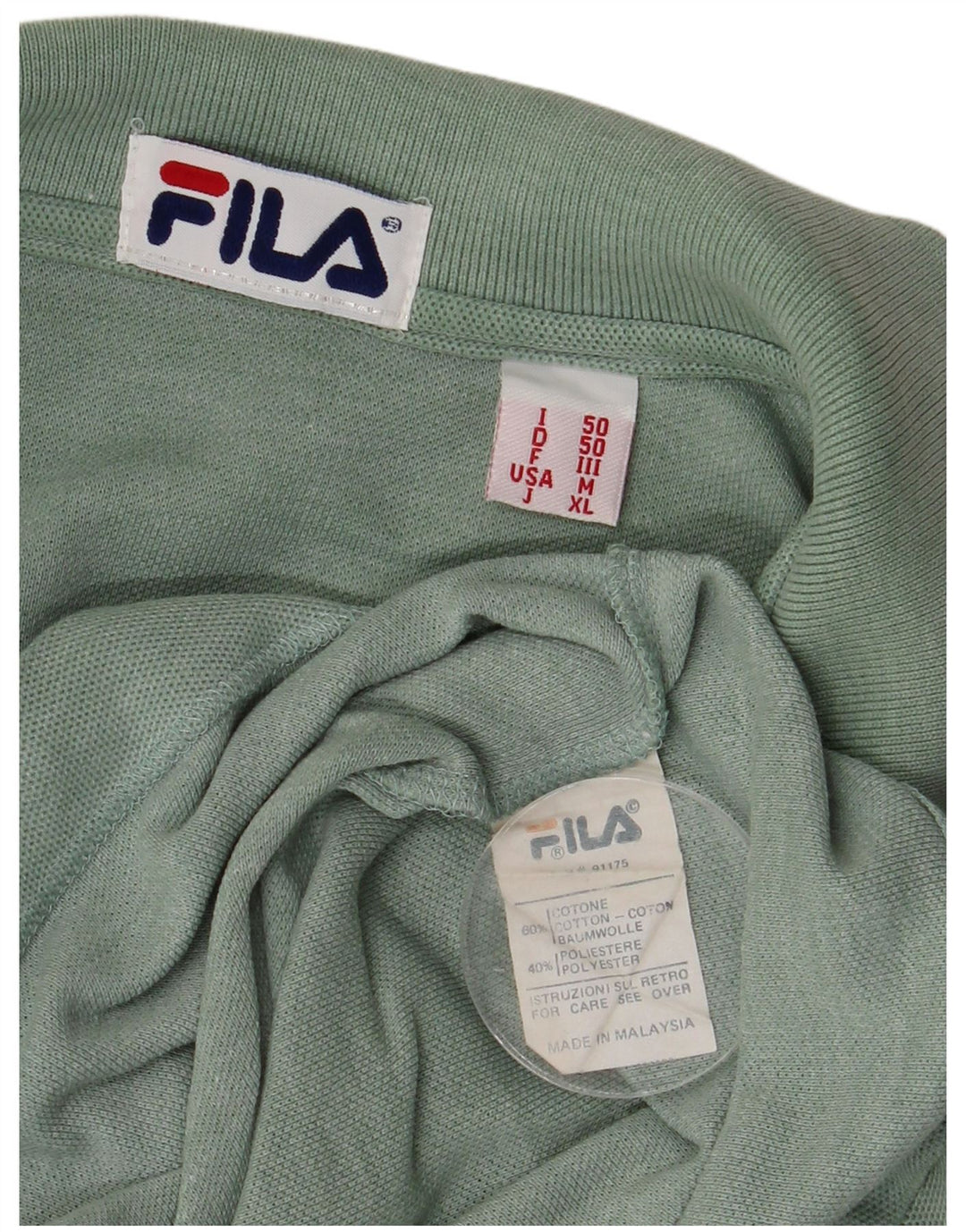 Fila Mens Polo Shirt Medium Green Cotton