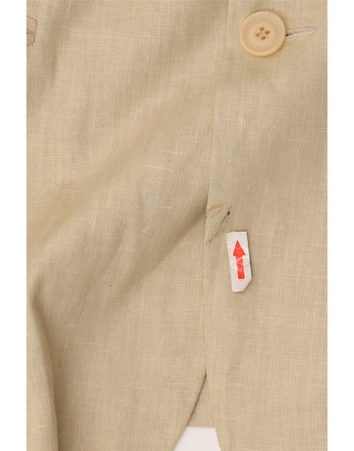 Vintage Mens 3 Button Blazer Jacket UK 38 Medium Beige Linen