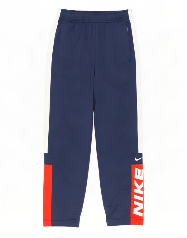 Nike Boys Tracksuit Trousers 10-11 Years Medium Navy Blue Colourblock