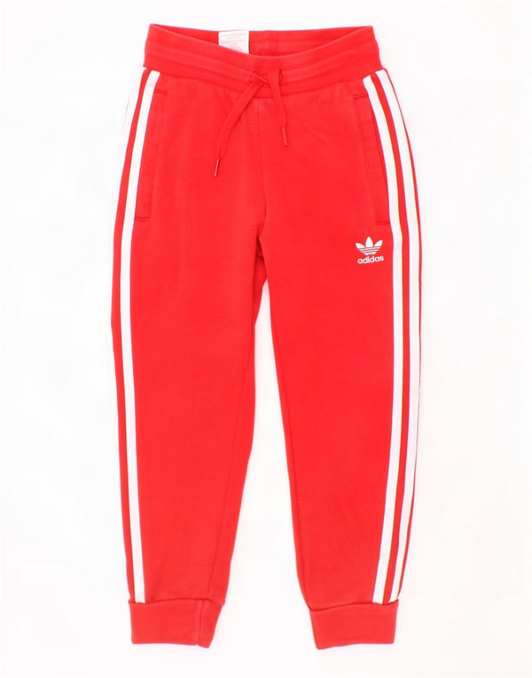 Adidas Boys Tracksuit Trousers Joggers 5-6 Years Red Cotton