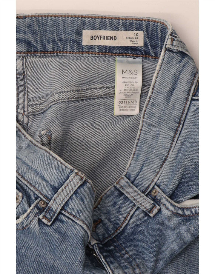 Marks & Spencer Womens Distressed Tapered Jeans UK 10 Small W30 L29 Blue