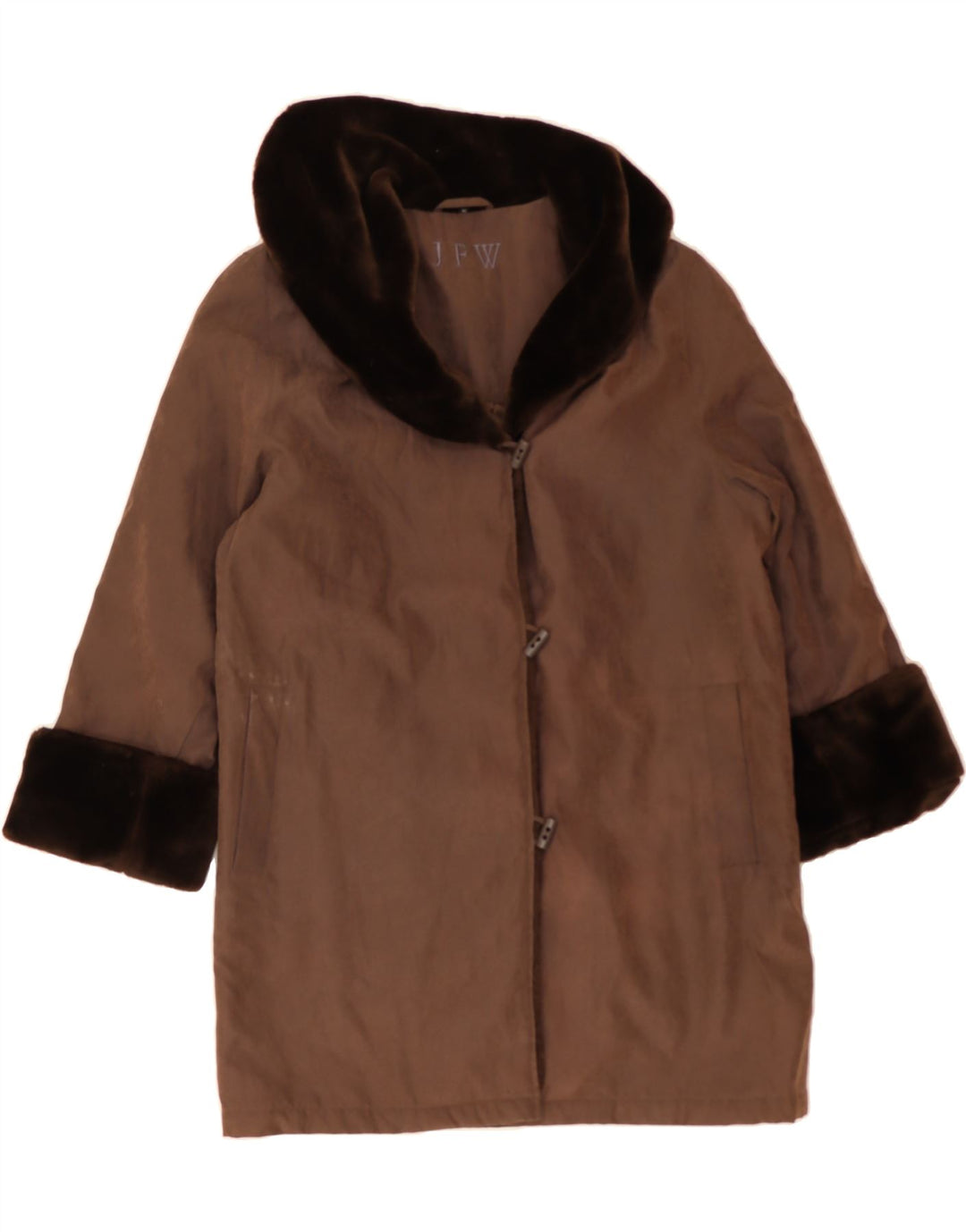 VINTAGE Womens Duffle Coat UK 16 Large Brown Polyester Vintage Vintage and Second-Hand Vintage from Messina Hembry 