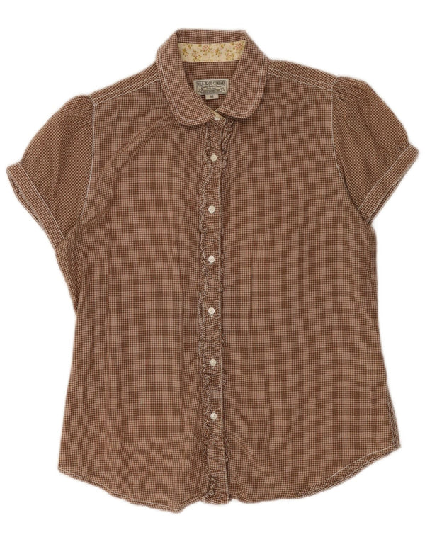 POLO RALPH LAUREN Womens Short Sleeve Shirt Blouse UK 12 Medium Brown
