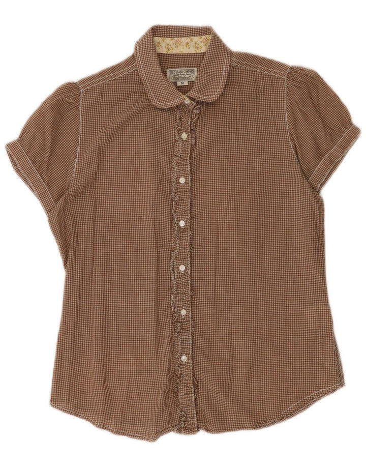 POLO RALPH LAUREN Womens Short Sleeve Shirt Blouse UK 12 Medium Brown