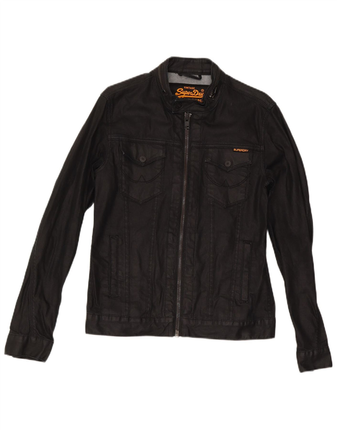 Superdry Mens Denim Jacket UK 36 Small Black Cotton
