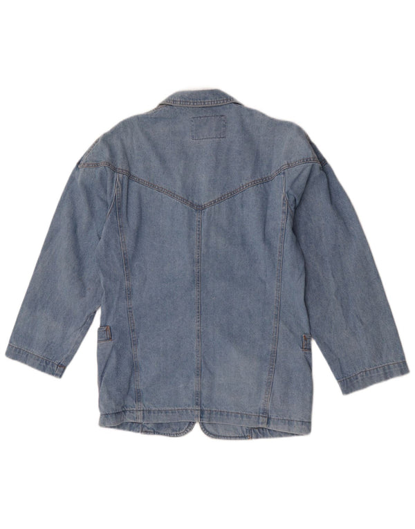 POP 84 Womens 2 Button Denim Blazer Jacket UK 10 Small Blue