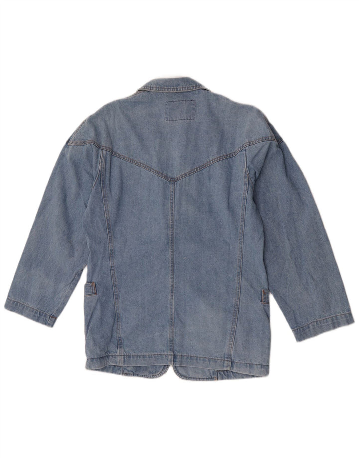 POP 84 Womens 2 Button Denim Blazer Jacket UK 10 Small Blue