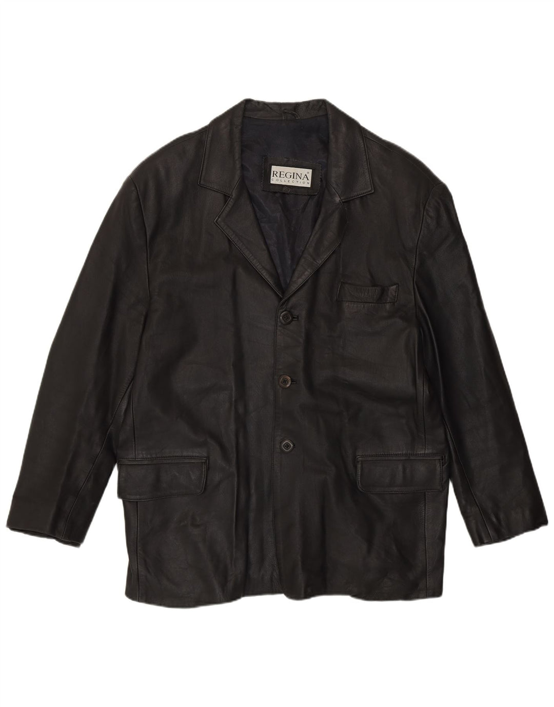 Regina Mens Leather Jacket UK 44 2XL Black Leather