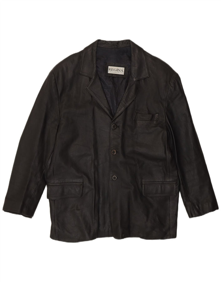 Regina Mens Leather Jacket UK 44 2XL Black Leather