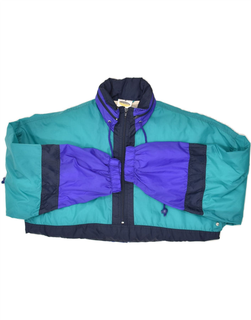 VINTAGE Mens Pullover Hooded Rain Jacket UK 38 Medium Blue Colourblock | Vintage Vintage | Thrift | Second-Hand Vintage | Used Clothing | Messina Hembry 