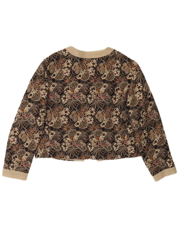 Vintage Womens Bolero Jacket UK 14 Medium Brown Floral