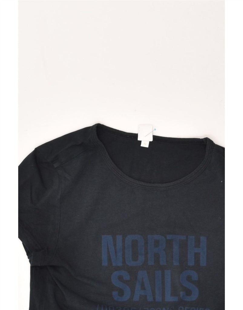 NORTH SAILS Womens Graphic T-Shirt Top UK 10 Small Navy Blue Cotton | Vintage North Sails | Thrift | Second-Hand North Sails | Used Clothing | Messina Hembry 