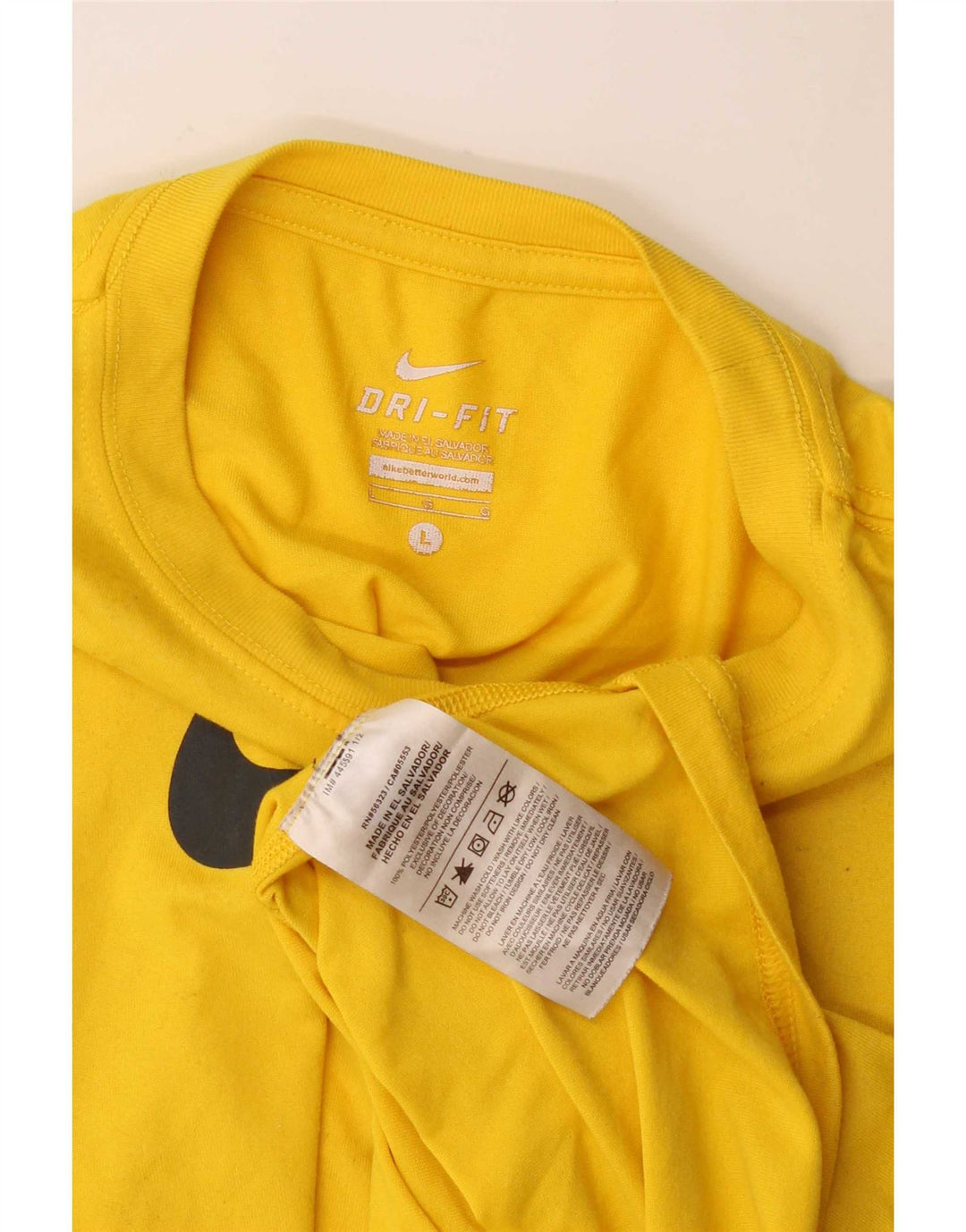 Nike Womens Dri Fit Graphic T-Shirt Top UK 14 Large Yellow Polyester