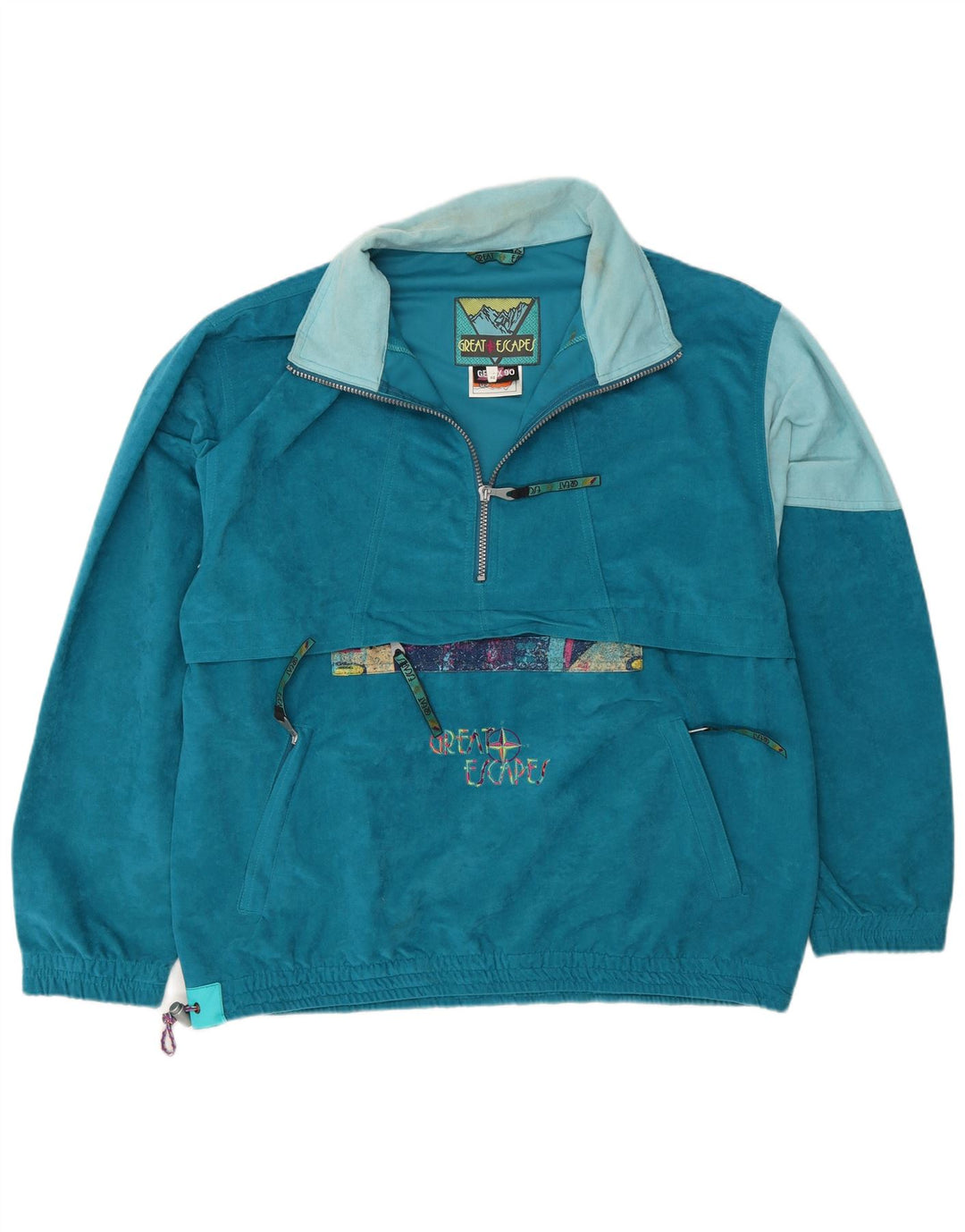 Great Escapes Mens Pullover Tracksuit Top Jacket IT 48 Medium Blue Retro