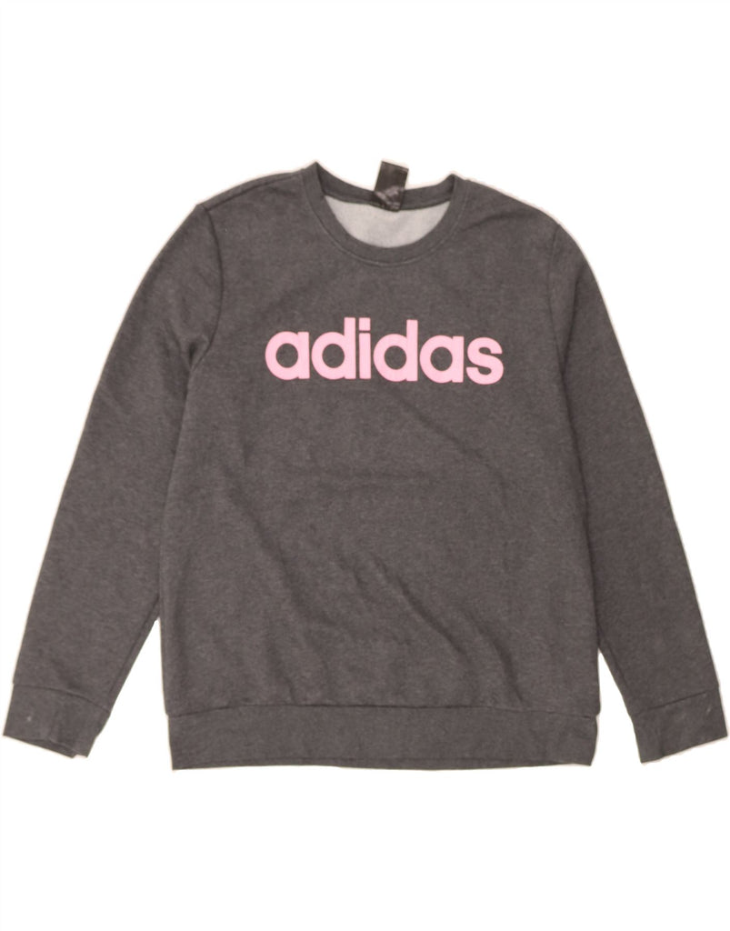 ADIDAS Womens Graphic Sweatshirt Jumper UK 20/22 XL Grey Cotton Vintage Adidas and Second-Hand Adidas from Messina Hembry 