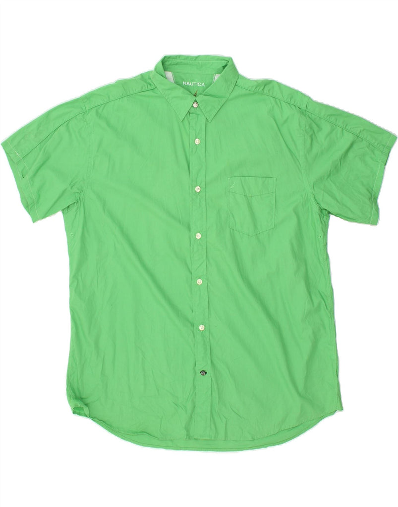 NAUTICA Mens Short Sleeve Shirt 2XL Green Cotton | Vintage Nautica | Thrift | Second-Hand Nautica | Used Clothing | Messina Hembry 