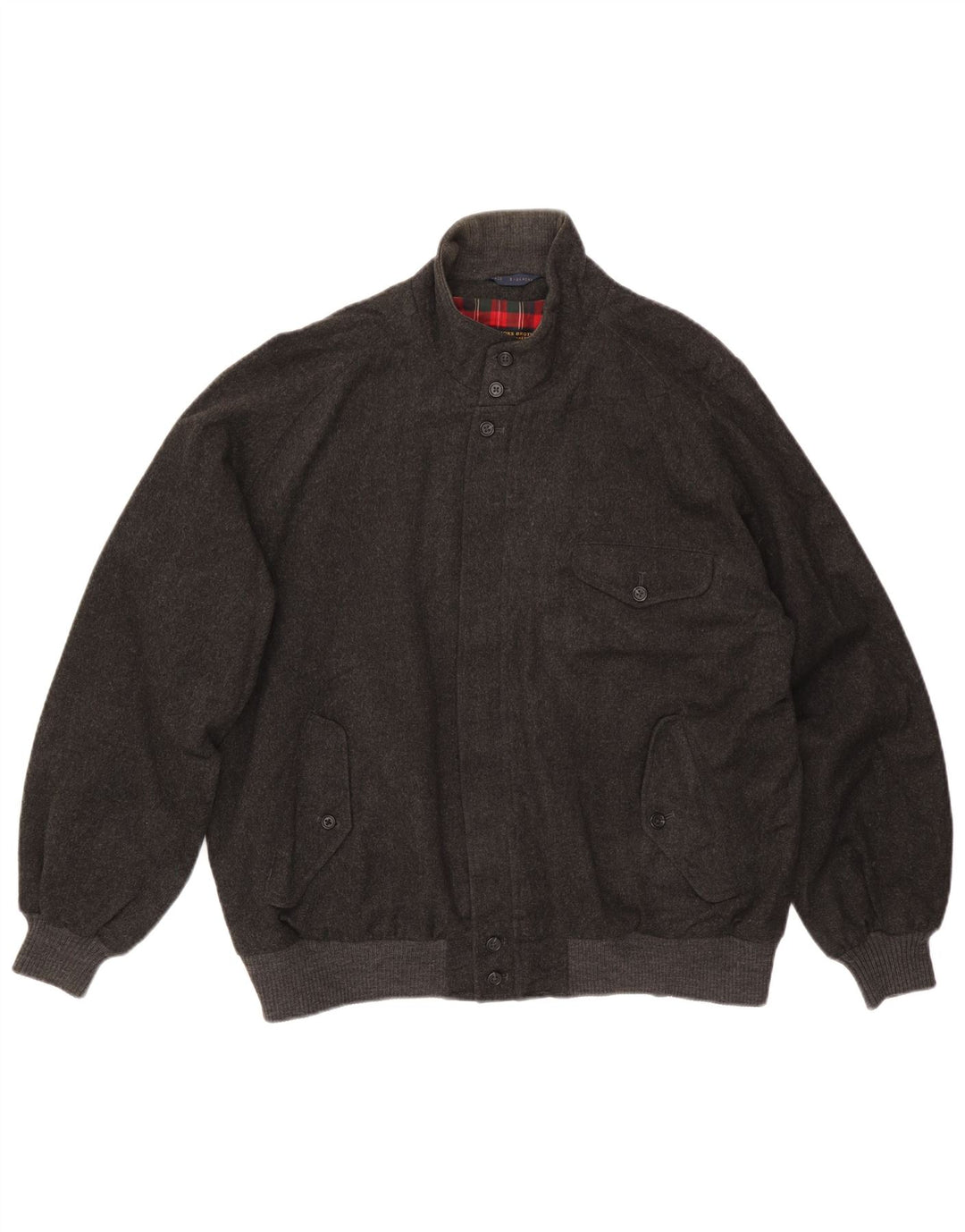 Brooks Brothers Mens Bomber Jacket UK 44 2XL Grey Wool