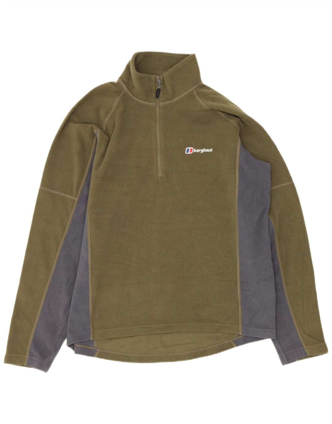 Berghaus Mens Zip Neck Fleece Jumper Medium Khaki Colourblock Polyester