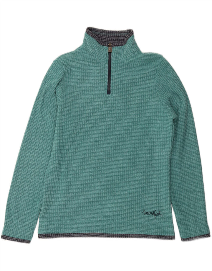 WEIRD FISH Womens Zip Neck Fleece Jumper UK 10 Small Green Polyester