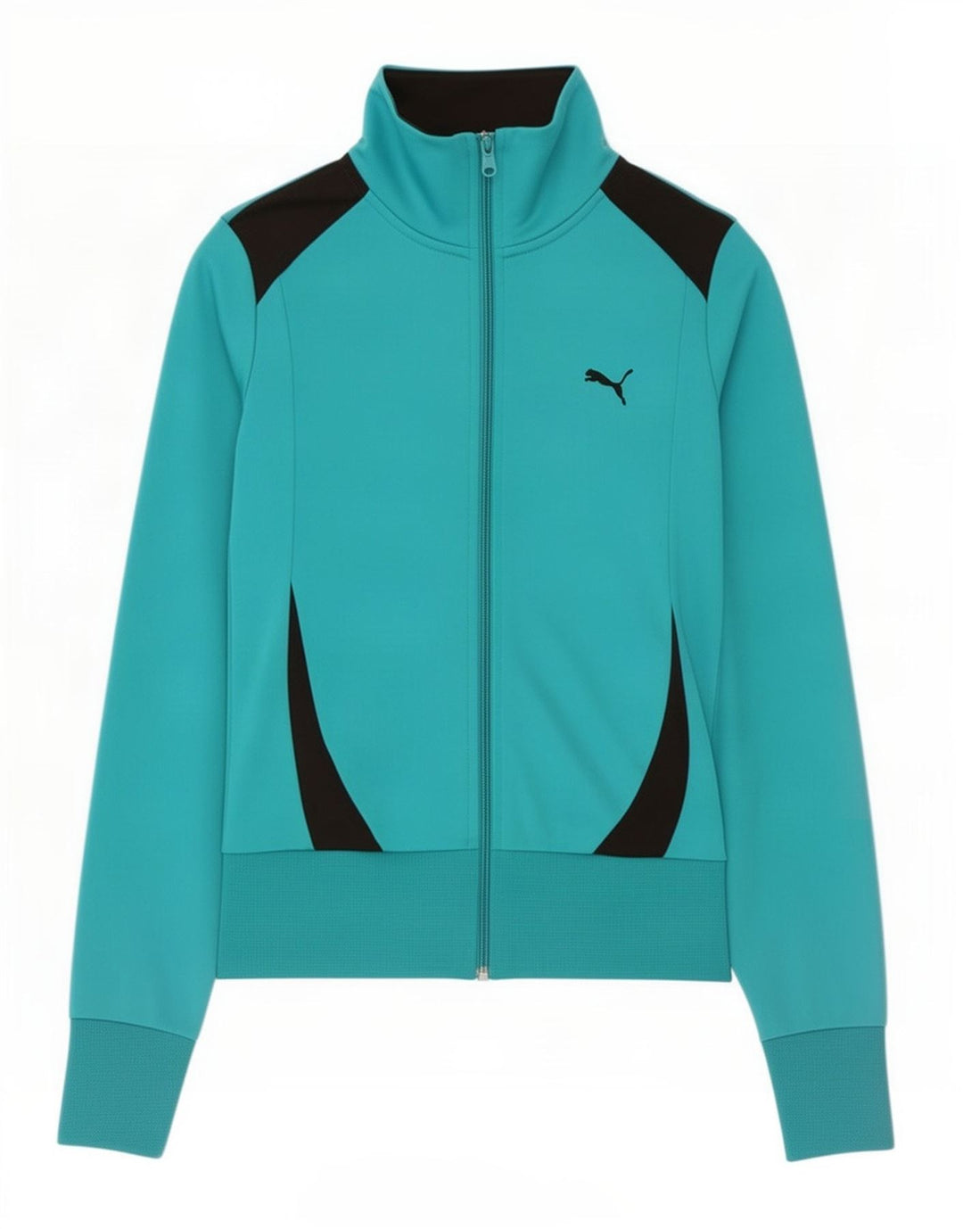 Puma Womens Tracksuit Top Jacket UK 12 Medium Turquoise Colourblock