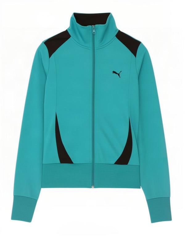 Puma Womens Tracksuit Top Jacket UK 12 Medium Turquoise Colourblock