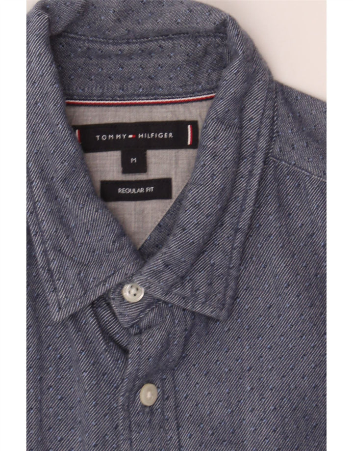TOMMY HILFIGER Mens Regular Fit Shirt Medium Blue Spotted Cotton Vintage Tommy Hilfiger and Second-Hand Tommy Hilfiger from Messina Hembry 