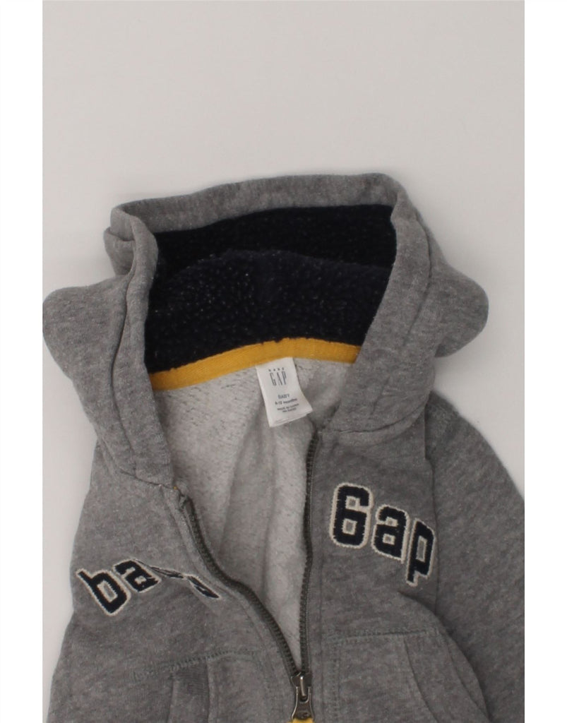 GAP Baby Boys Graphic Zip Hoodie Sweater 6-9 Months Grey Cotton | Vintage Gap | Thrift | Second-Hand Gap | Used Clothing | Messina Hembry 