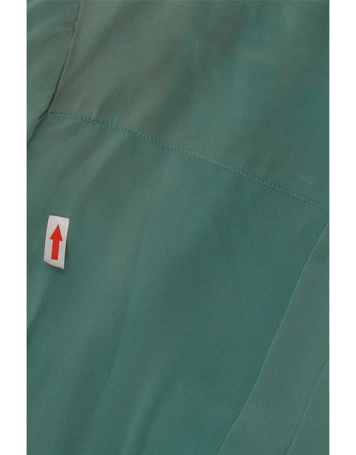 VINTAGE Womens Front Tie Long Sleeve Blouse Top UK 16 Large Green Silk