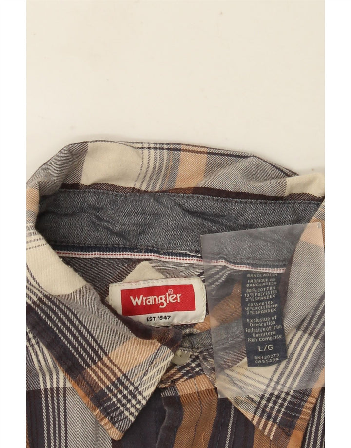 WRANGLER Mens Flannel Shirt Large Multicoloured Check Cotton