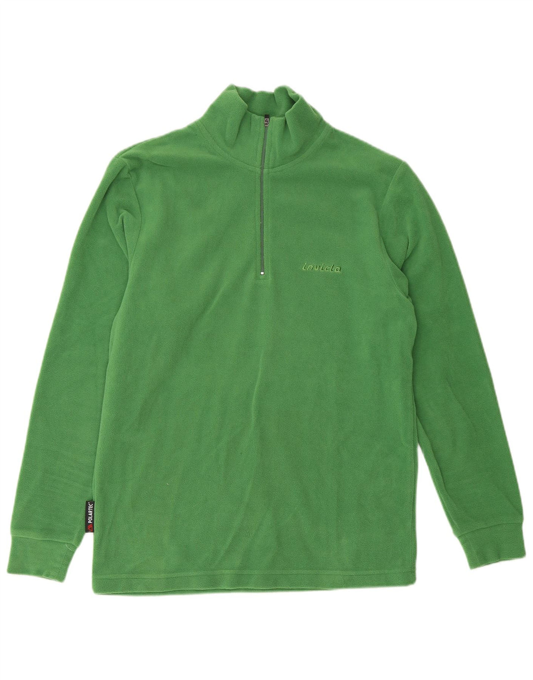 Invicta Mens Zip Neck Fleece Jumper Small Green Polyester
