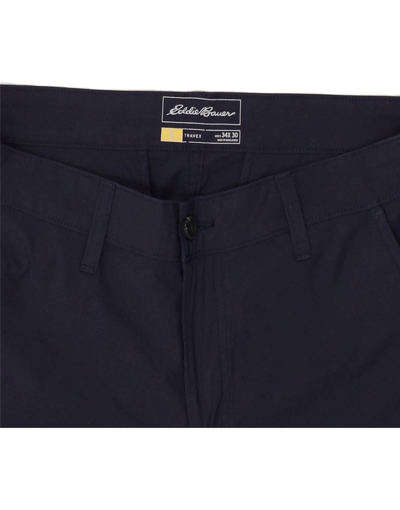 EDDIE BAUER Mens Straight Chino Trousers W34 L30  Navy Blue Polyamide | Vintage Eddie Bauer | Thrift | Second-Hand Eddie Bauer | Used Clothing | Messina Hembry 