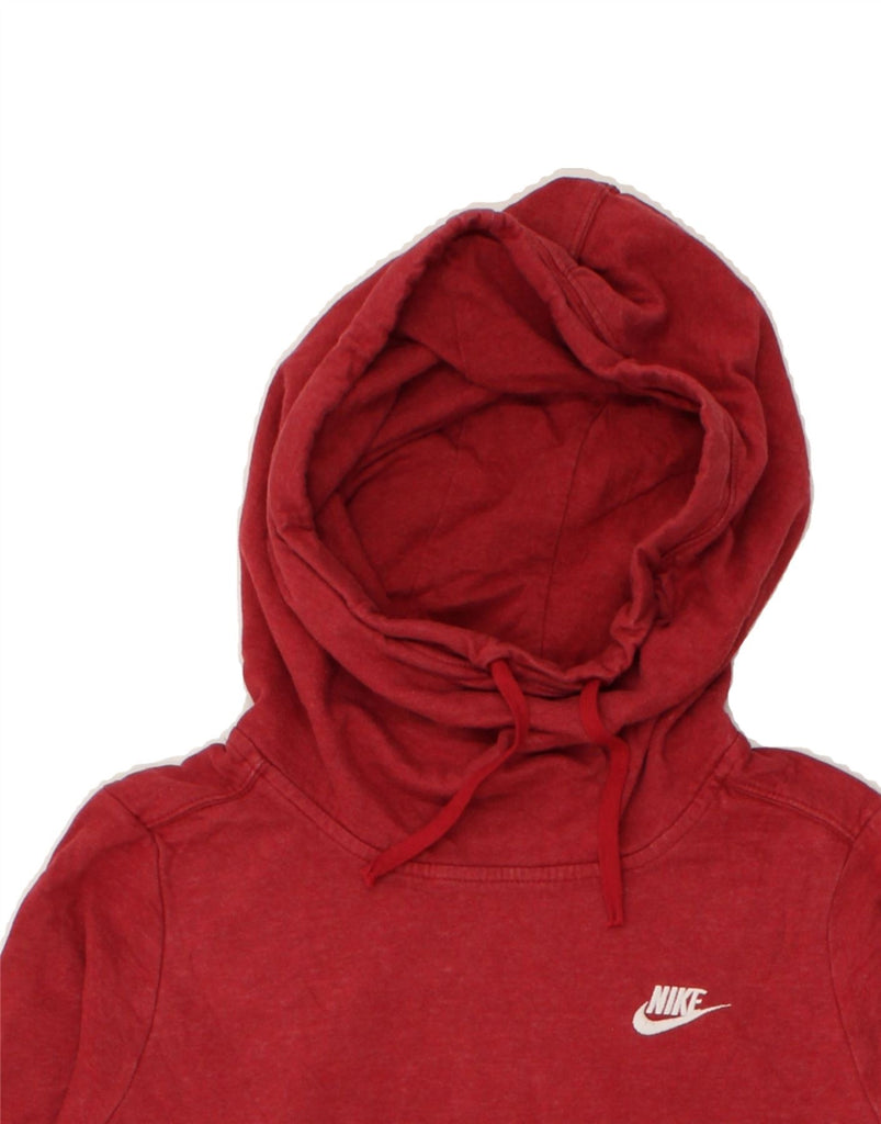 NIKE Womens Hoodie Jumper UK 14 Medium Red Cotton | Vintage Nike | Thrift | Second-Hand Nike | Used Clothing | Messina Hembry 