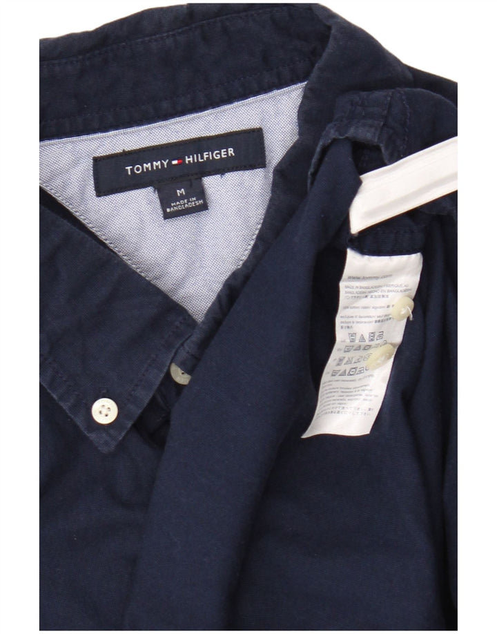 TOMMY HILFIGER Mens Short Sleeve Shirt Medium Navy Blue Cotton