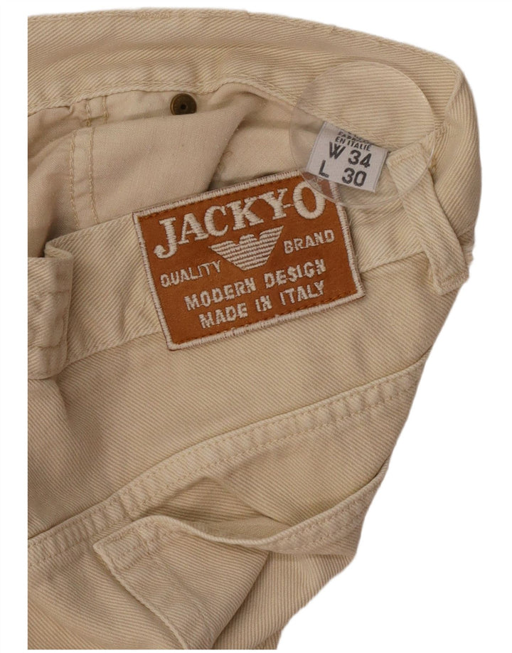 Jacky-O Mens Tapered Jeans W34 L30 Beige Cotton