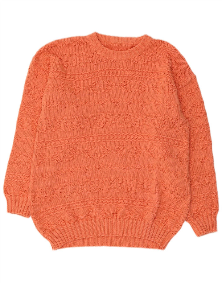 VINTAGE Womens Boat Neck Jumper Sweater UK 12 Medium Orange