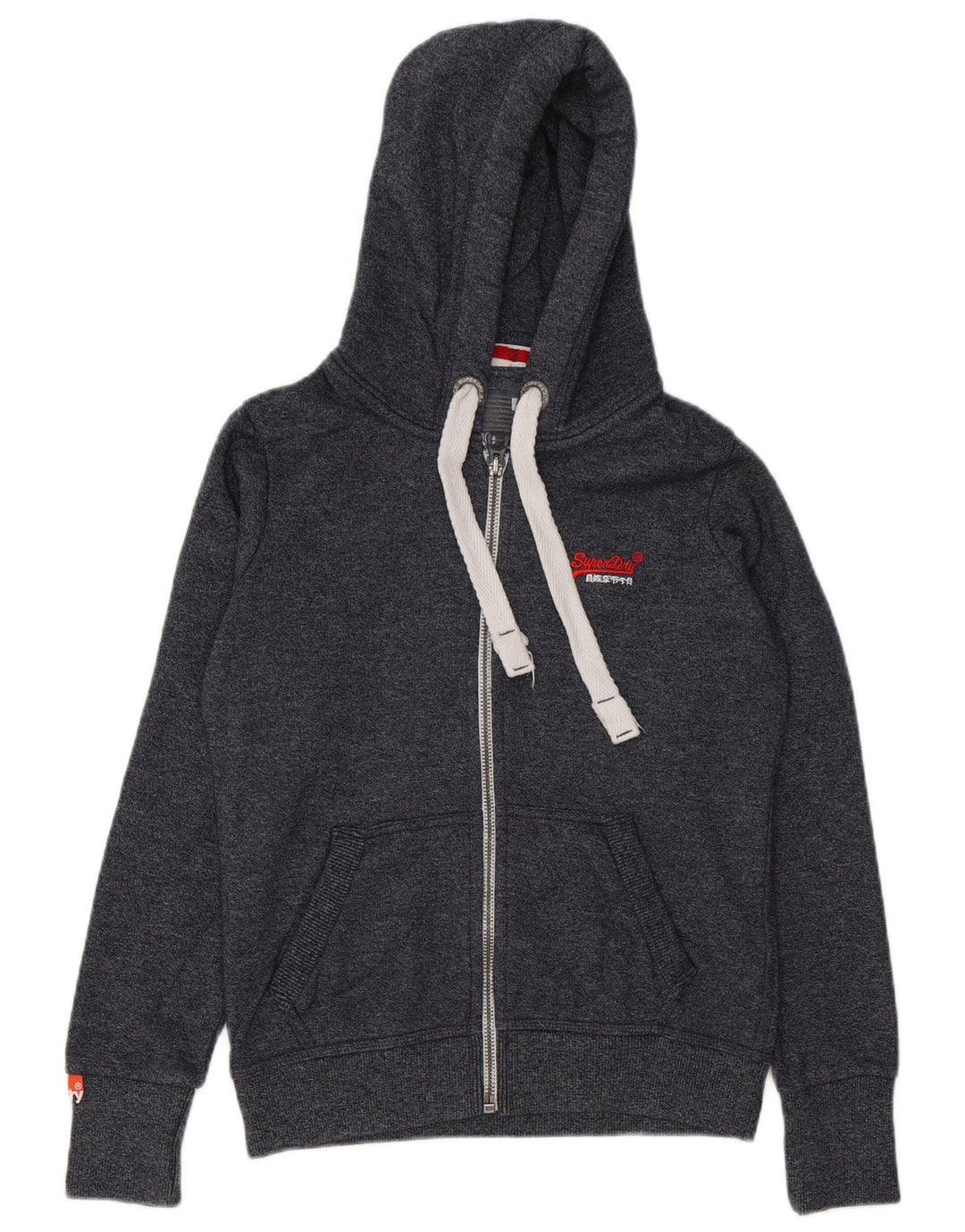 Superdry Mens Zip Hoodie Sweater Medium Grey Flecked Cotton