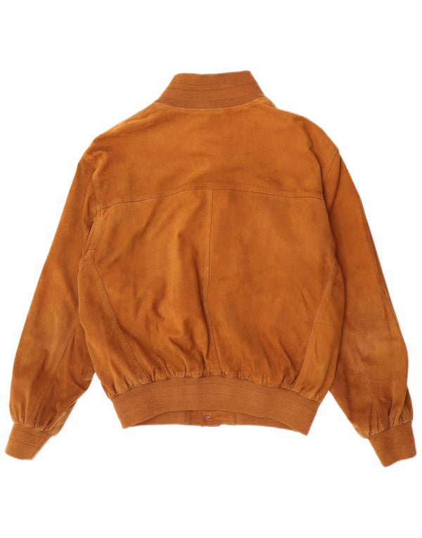 Essebi Mens Suede Bomber Jacket EU 50 Large Beige Leather