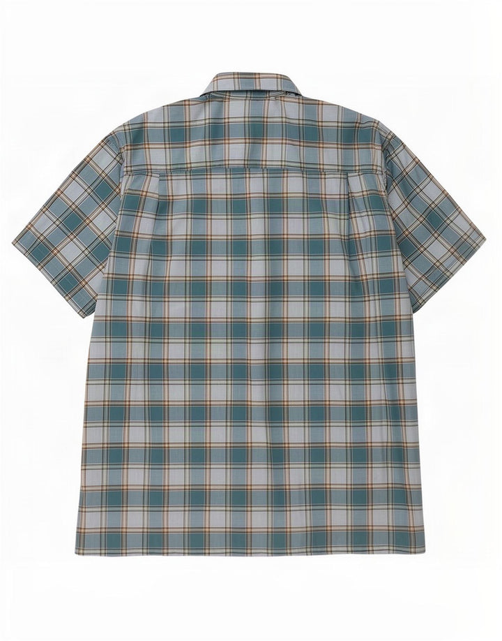 Nautica Mens Short Sleeve Shirt XL Blue Check Cotton