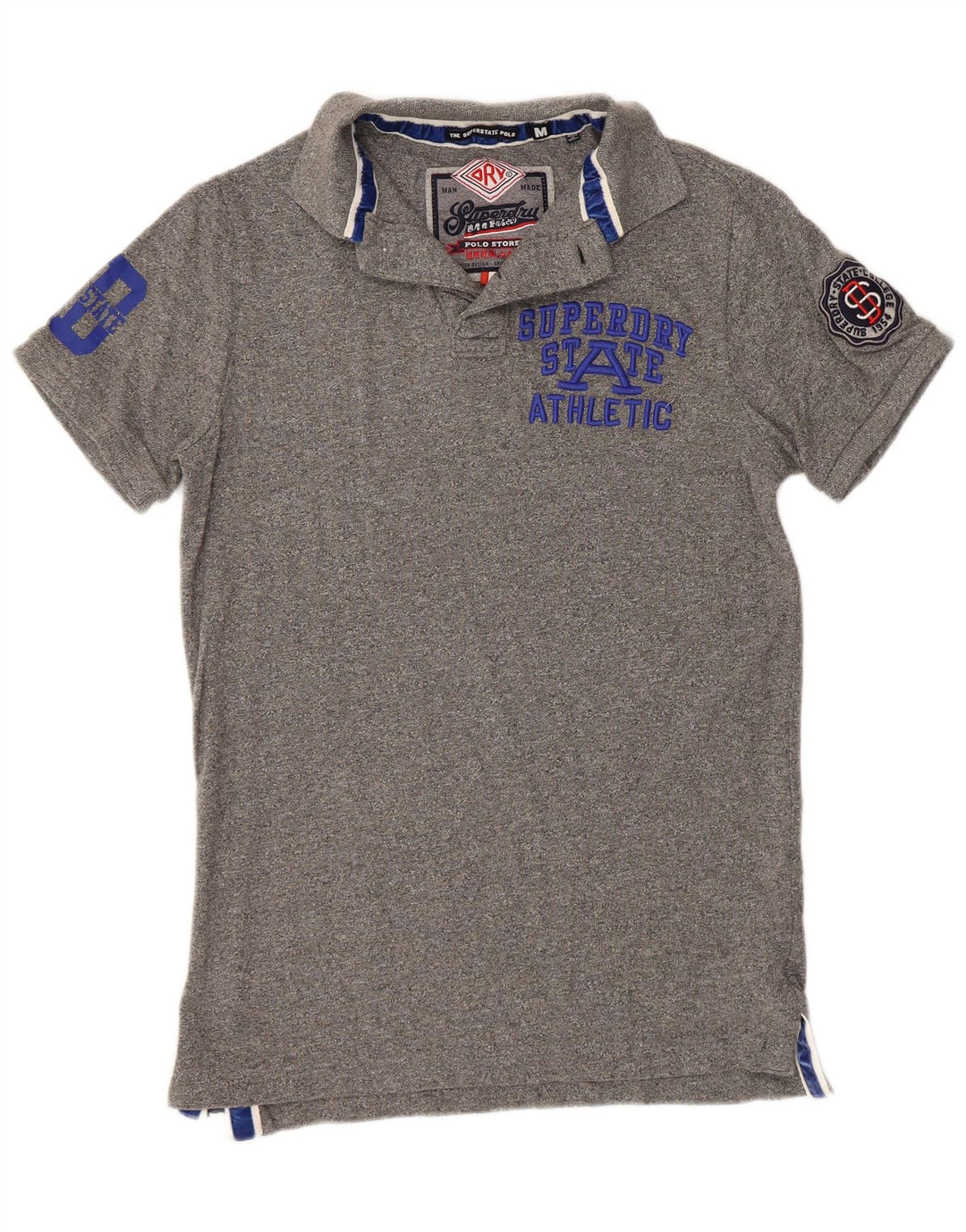 SUPERDRY Mens Graphic Polo Shirt Medium Grey Cotton