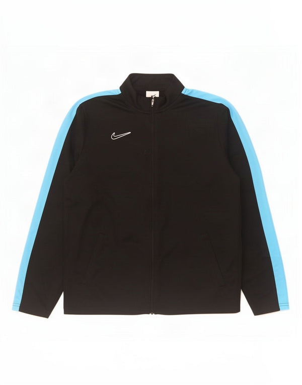 Nike Boys Dri Fit Tracksuit Top Jacket 13-14 Years XL Black Colourblock