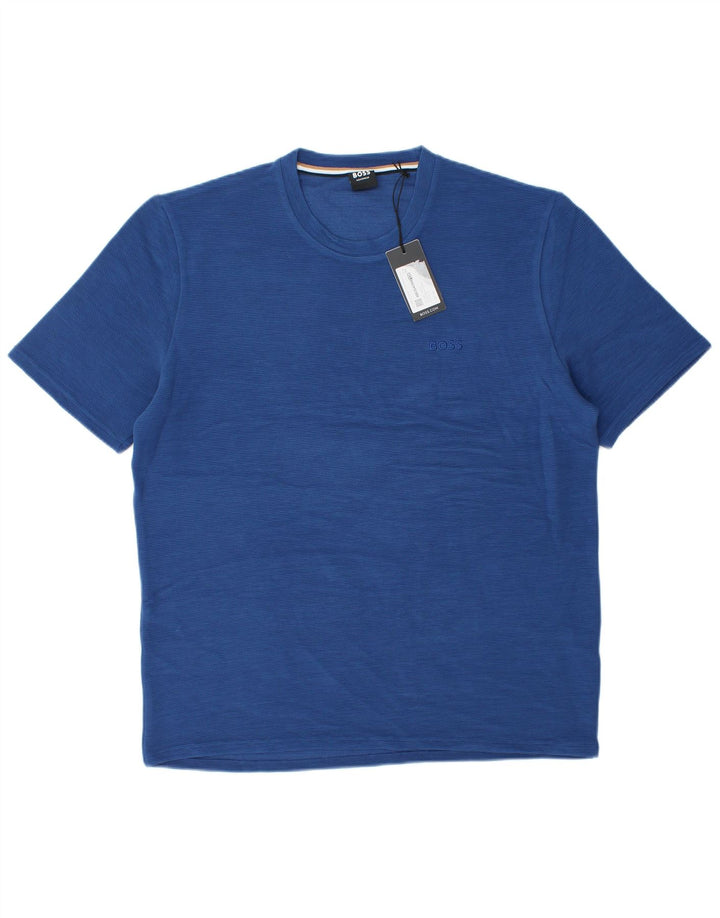 Hugo Boss Mens T-Shirt Top Medium Blue Modal