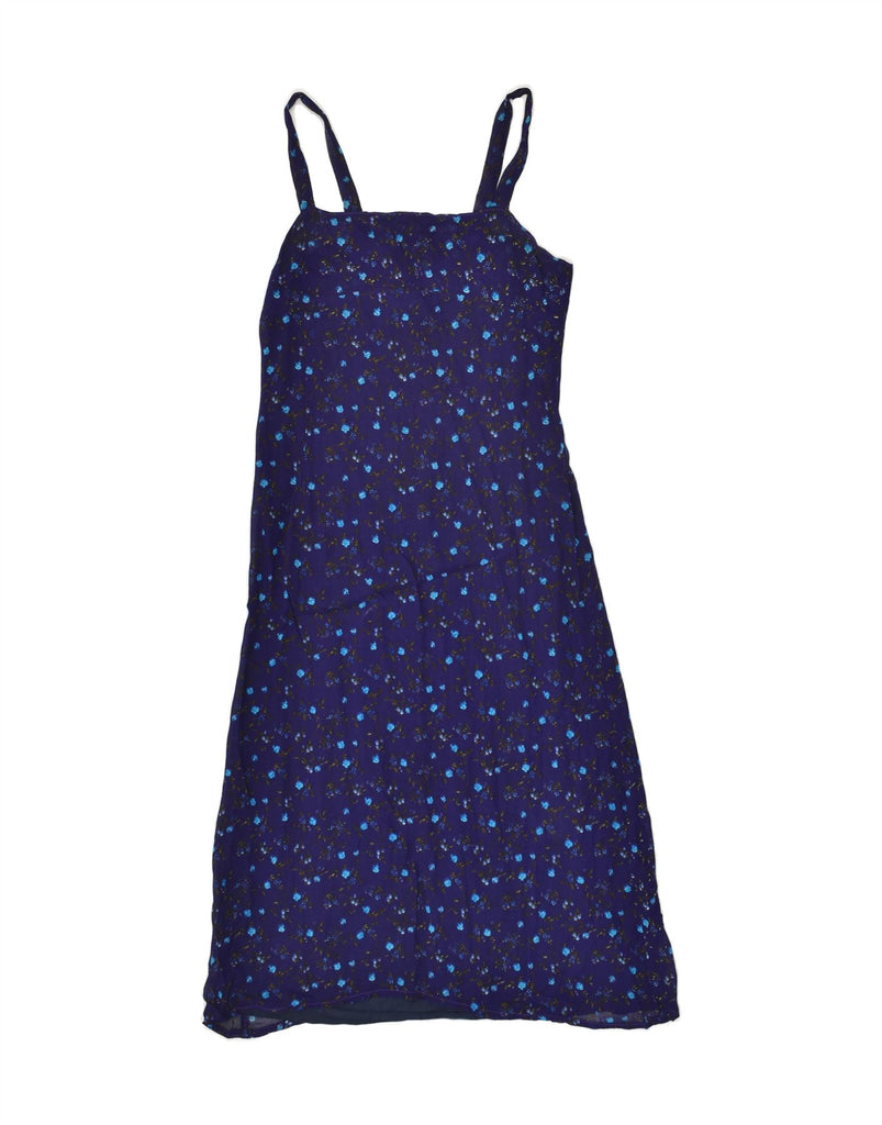 VINTAGE Womens Sleeveless Sundress UK 12 Medium Navy Blue Floral | Vintage Vintage | Thrift | Second-Hand Vintage | Used Clothing | Messina Hembry 