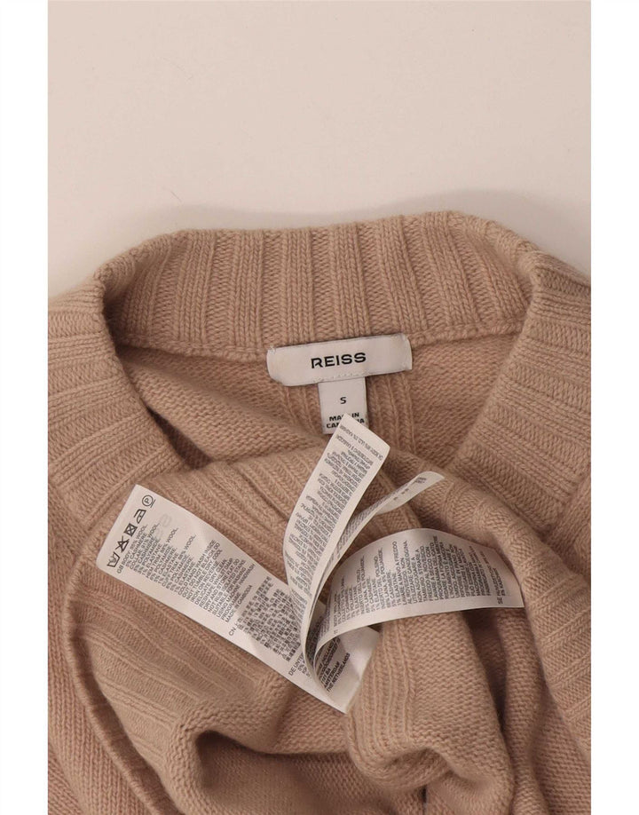 Reiss Womens Oversized Crew Neck Jumper Sweater UK 10 Small Beige Wool